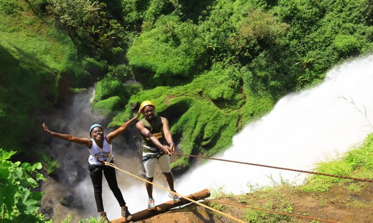 Abseiling down Sipi Falls
